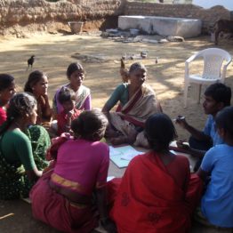 Women meet to discuss taking loans under the NGO Ankuram Sangamam Poram with 80,000 women in 1500 villages in the state of Andhra Pradesh.