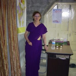 Sheila wears a sari to celebrate opening of school for girl child labourers.